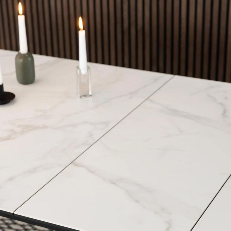 Irwine Extending Dining Table - 8-10 Seater - 200cm-240cm - White Ceramic - with Star Legs