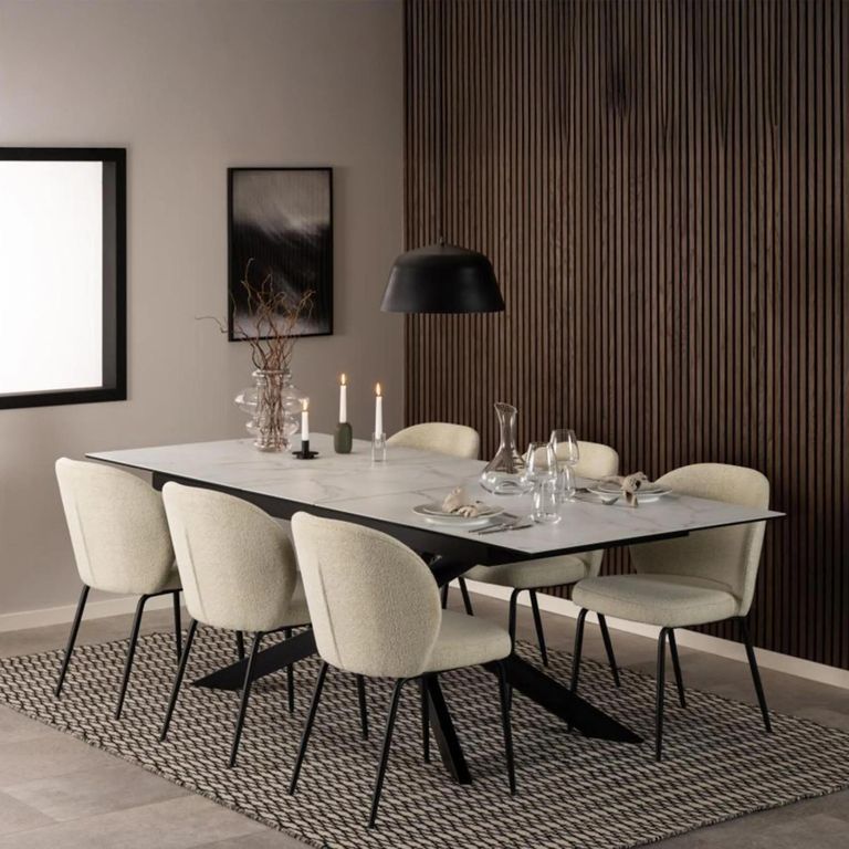 Irwine Extending Dining Table - 8-10 Seater - 200cm-240cm - White Ceramic - with Star Legs
