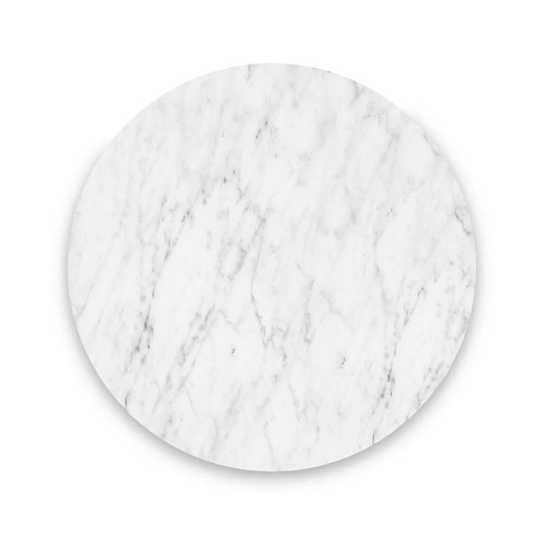 Isabella Grey Round Fluted Dining Table - 4 Seater - 120cm - White Marble Top