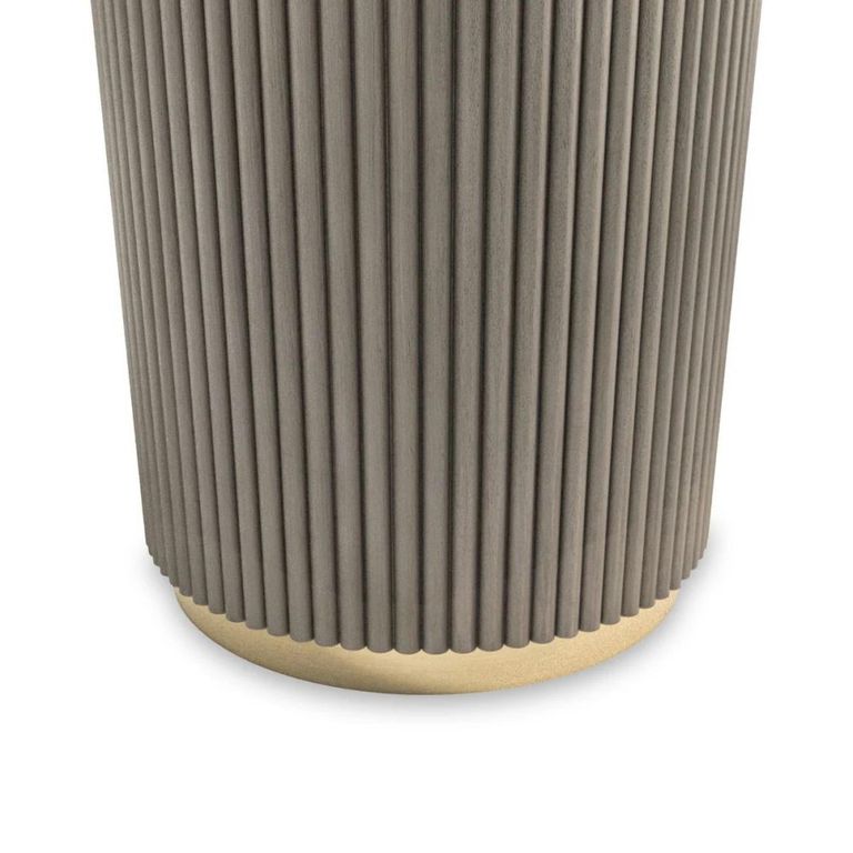 Isabella Grey Round Fluted Dining Table - 4 Seater - 120cm - White Marble Top