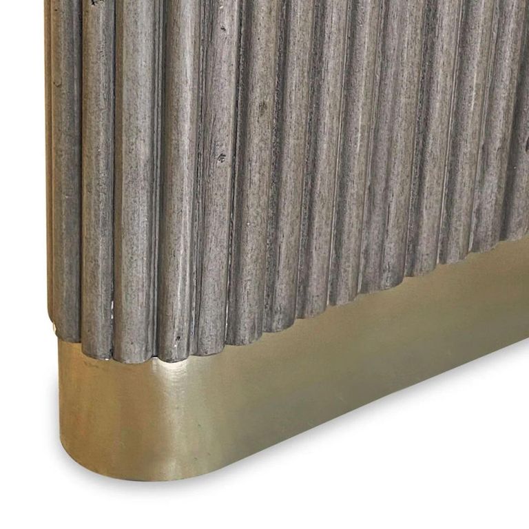 Isabella Grey Oval Fluted Dining Table - 8 Seater - 200cm - White Marble Top