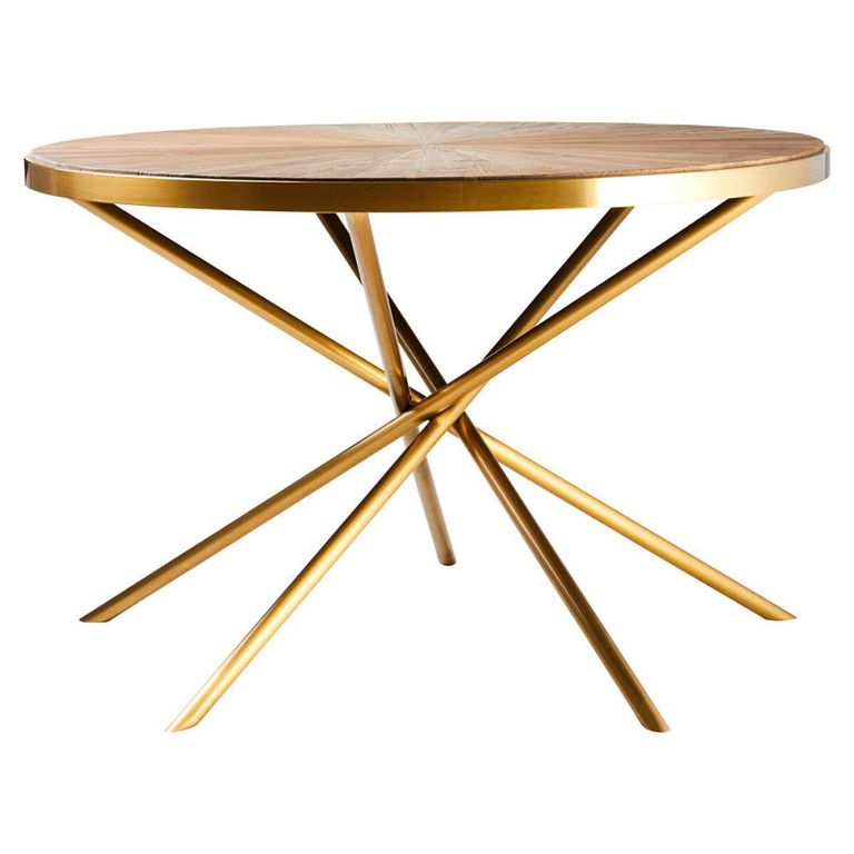 Jana Dining Table - 4 Seater - 120cm - Round - Wood with Gold Metal