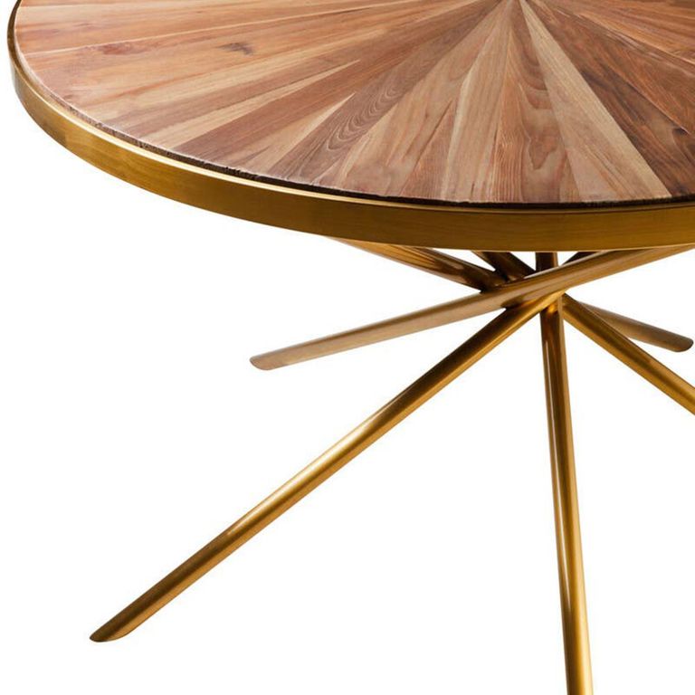 Jana Dining Table - 4 Seater - 120cm - Round - Wood with Gold Metal