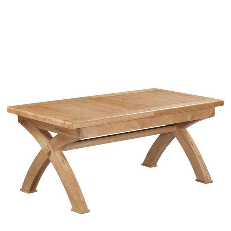 Janelle Dining Table - 6-10 Seater - 180cm-260cm - Extending - with Cross Legs - Rustic Oak