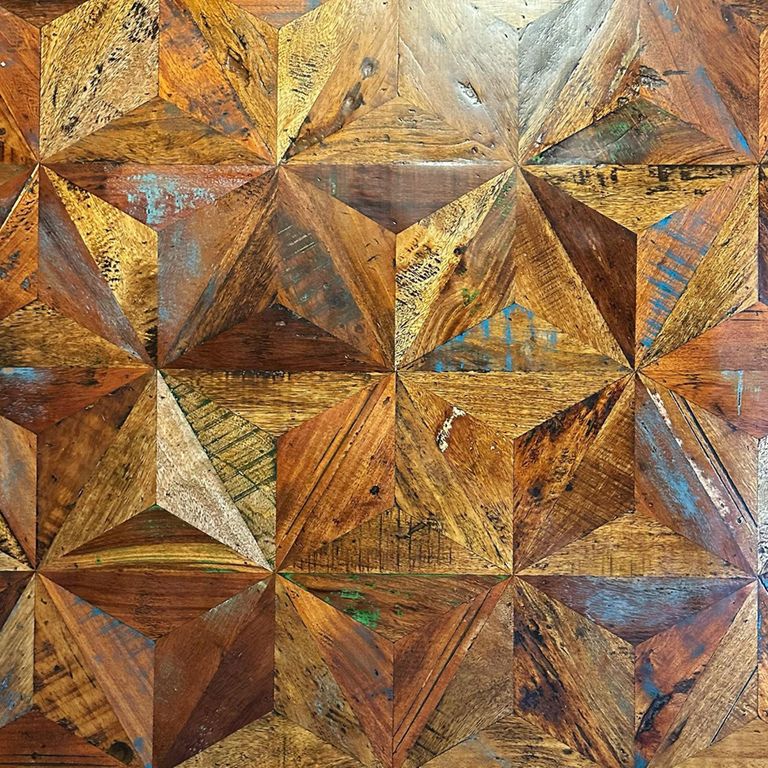 Juan Butterfly Parquet Sheesham Wood 6 Seater Dining Table - Sizes Available