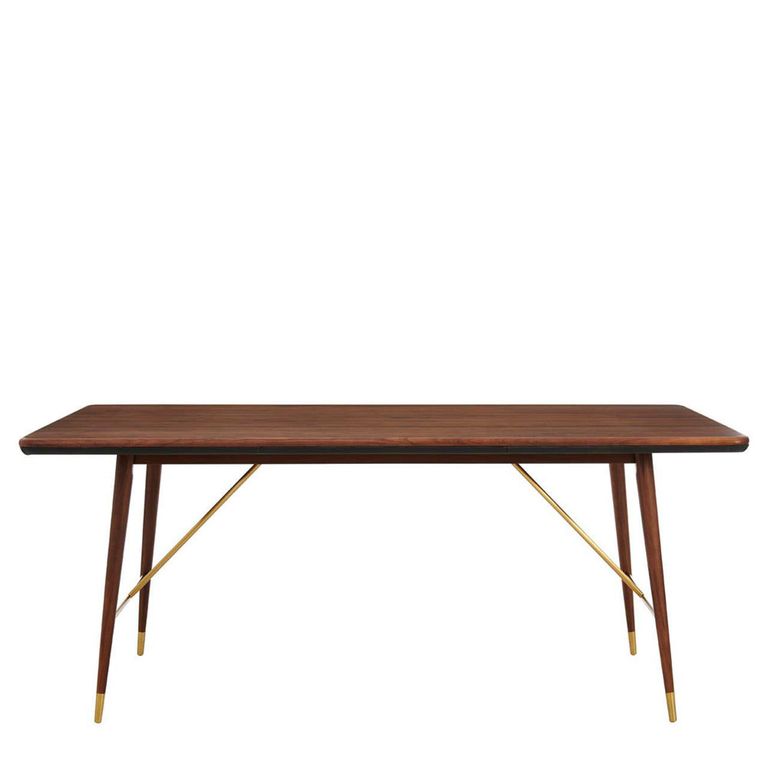 Kenso Dining Table - 6 Seater - 180cm - Walnut Wood with Brass