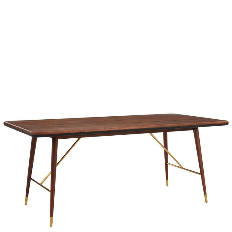 Kenso Dining Table - 6 Seater - 180cm - Walnut Wood with Brass