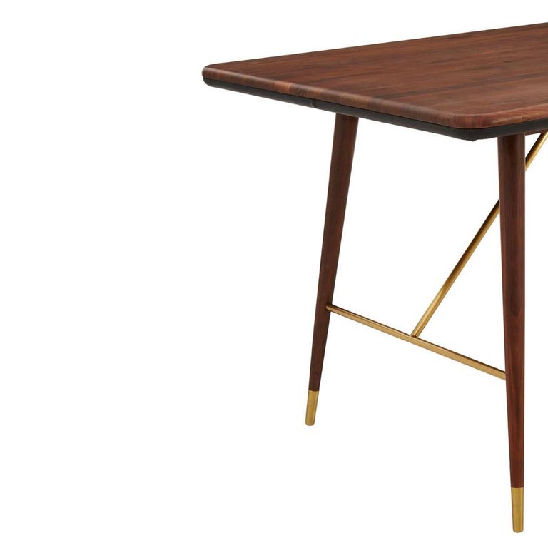 Kenso Dining Table - 6 Seater - 180cm - Walnut Wood with Brass