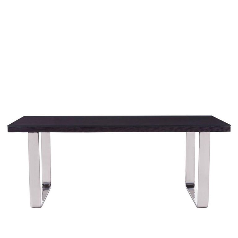 Kerala Dining Table - 8 Seater - 200cm - Black Glass with Silver Base