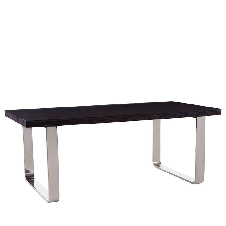 Kerala Dining Table - 8 Seater - 200cm - Black Glass with Silver Base