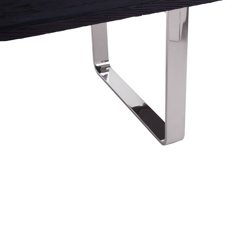 Kerala Dining Table - 8 Seater - 200cm - Black Glass with Silver Base