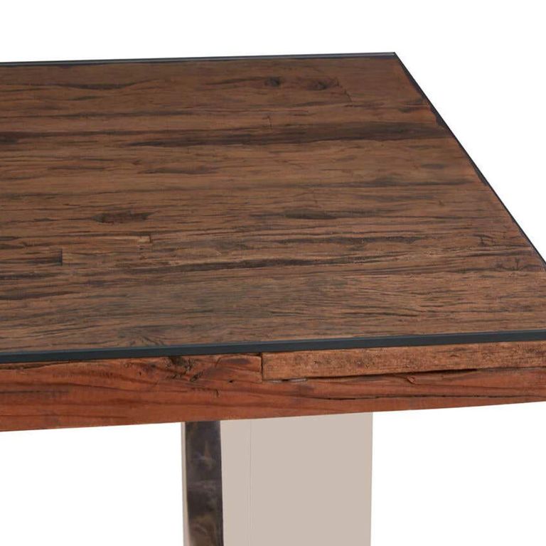 Kerala Dining Table - 8 Seater - 200cm - Clear Glass with Silver Base