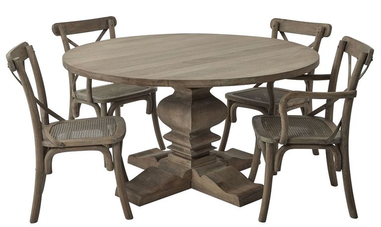 Kingaroy Wooden Pedestal 6 Seater Dining Table, 150cm Round Top