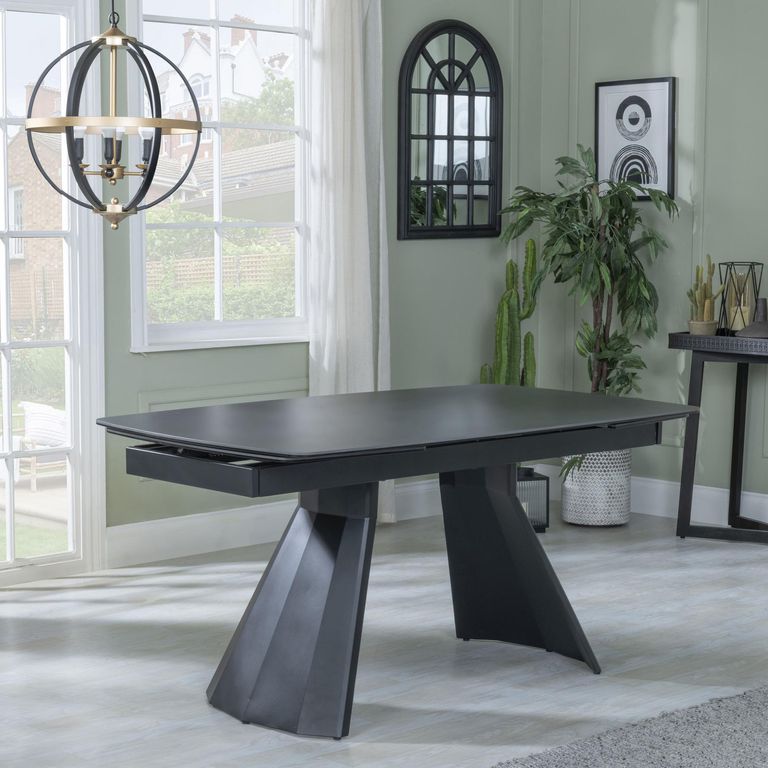 Kinston 6-8 Seater Black Ceramic Extending Dining Table - 160cm-240cm