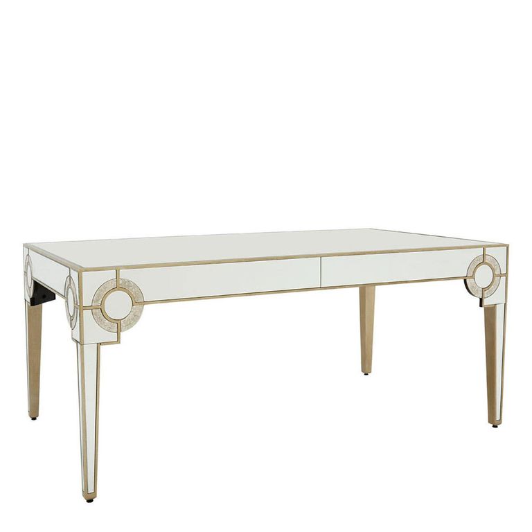 Knightsbridge Dining Table - 6 Seater - 180cm - Mirrored with Gold Trim
