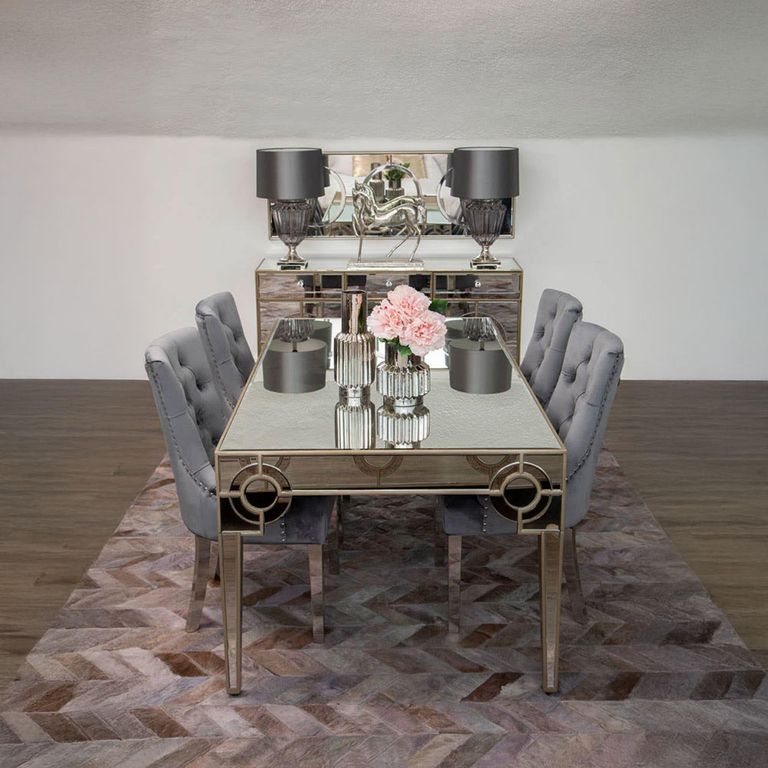 Knightsbridge Dining Table - 6 Seater - 180cm - Mirrored with Gold Trim