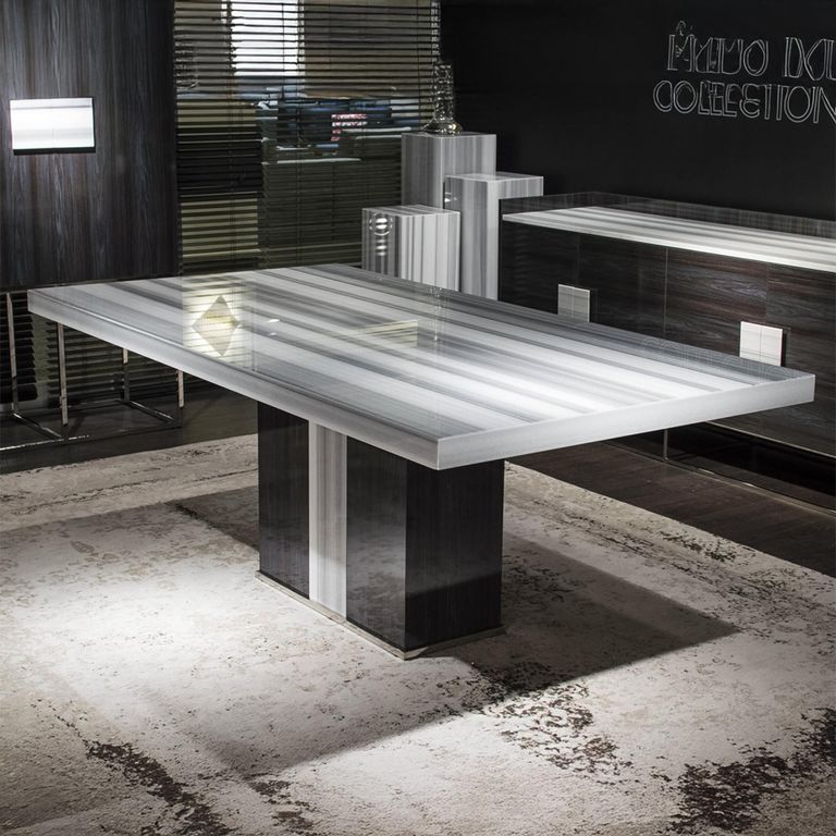 Kyoto Dining Table - Marble with Wooden Pedestal Base - Variation Available