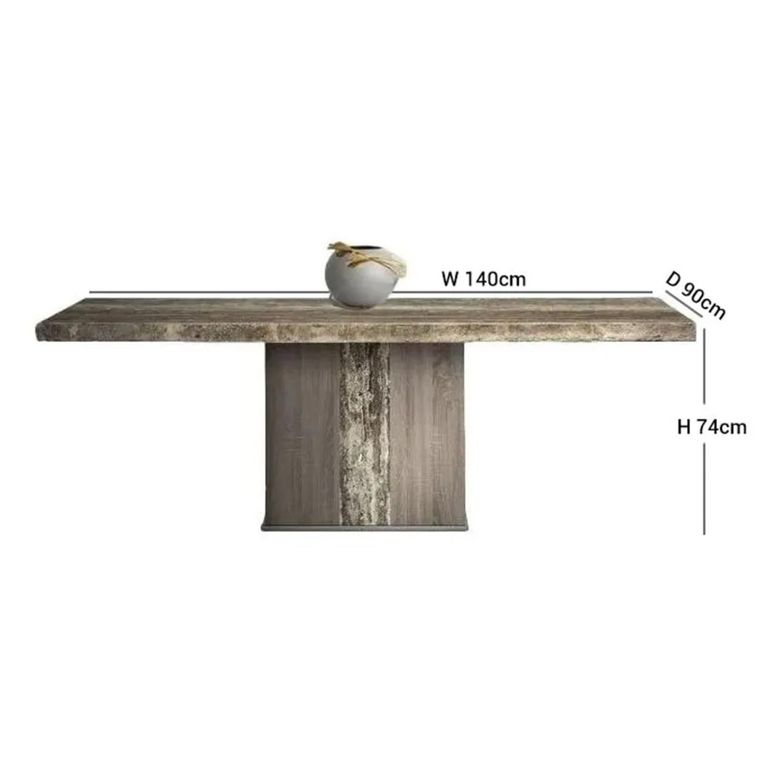 Kyoto Dining Table - Marble with Wooden Pedestal Base - Variation Available
