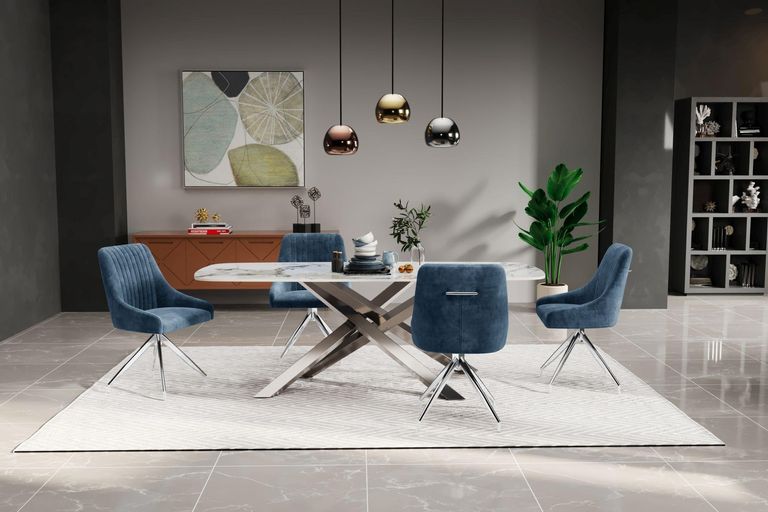 Lacey Grey Ceramic 6 Seater Dining Table