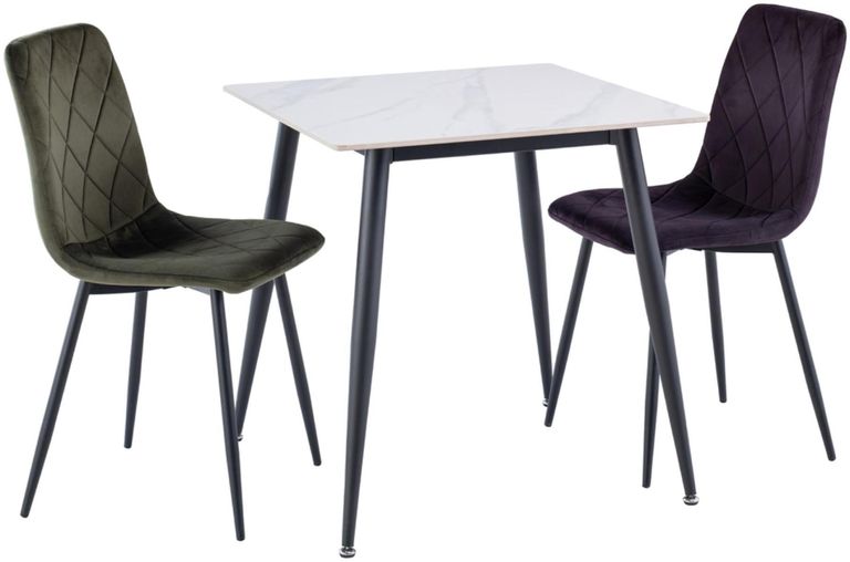 Lavina White Sintered Stone 2 Seater Square Dining Table - 75cm