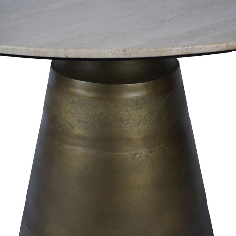 Clifton Dining Table - Travertine Marble - 4 Seater - Round Pedestal - 120cm