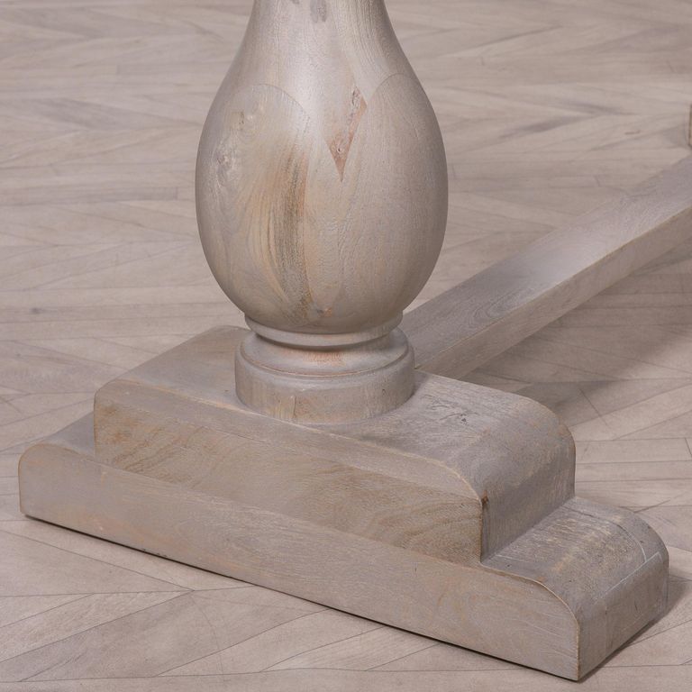 Linda Grey Washed Mango Wood Double Pedestal Dining Table - 12 Seater - 260cm