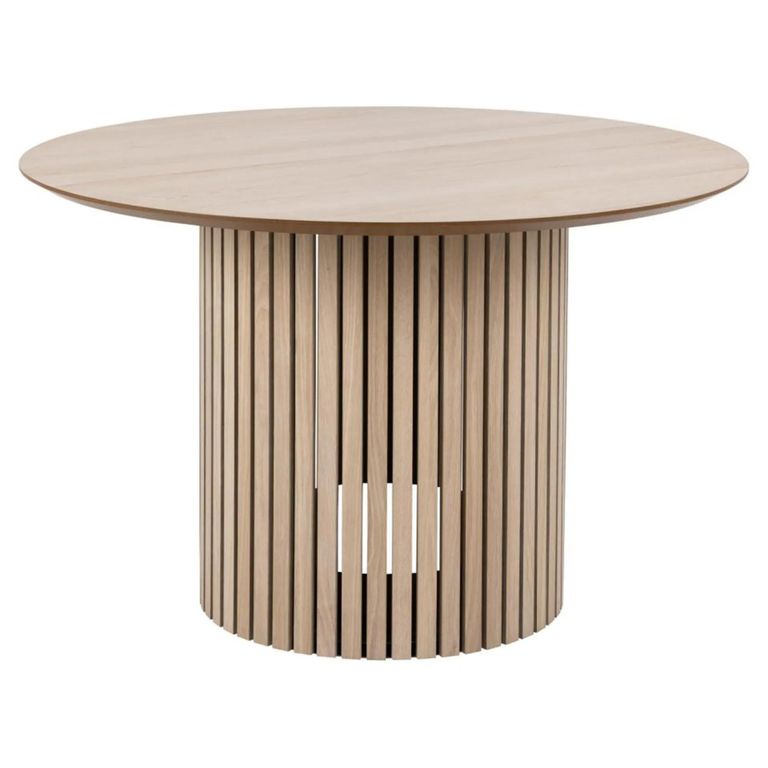 Linley Dining Table - 4 Seater - Round - 120cm - Slatted Pedestal Base - White Oak