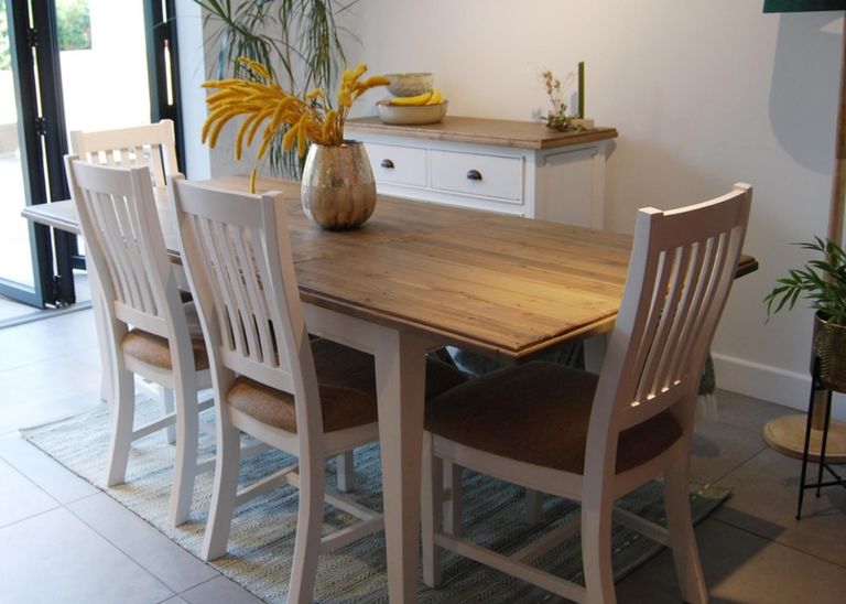 Lulworth White Reclaimed Pine 150cm-200cm Extending Dining Table