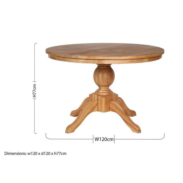 Lyon Dining Table - 4 Seater - 120cm - Round Pedestal - American Oak
