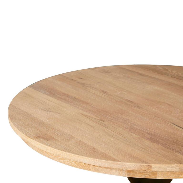 Lyon Dining Table - 6 Seater - 130cm - Round Pedestal - White Washed Oak
