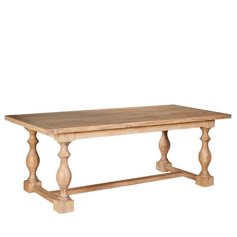 Lyon Dining Table - 8 Seater - 220cm - Double Pedestal - White Washed Oak