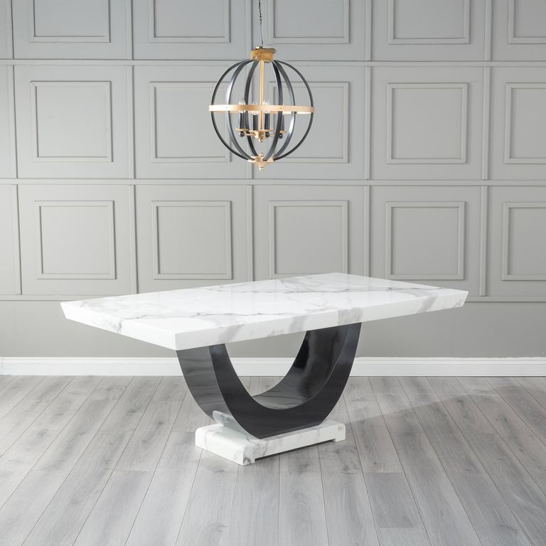 Madrid 6 Seater White Marble Dining Table - Sizes Available