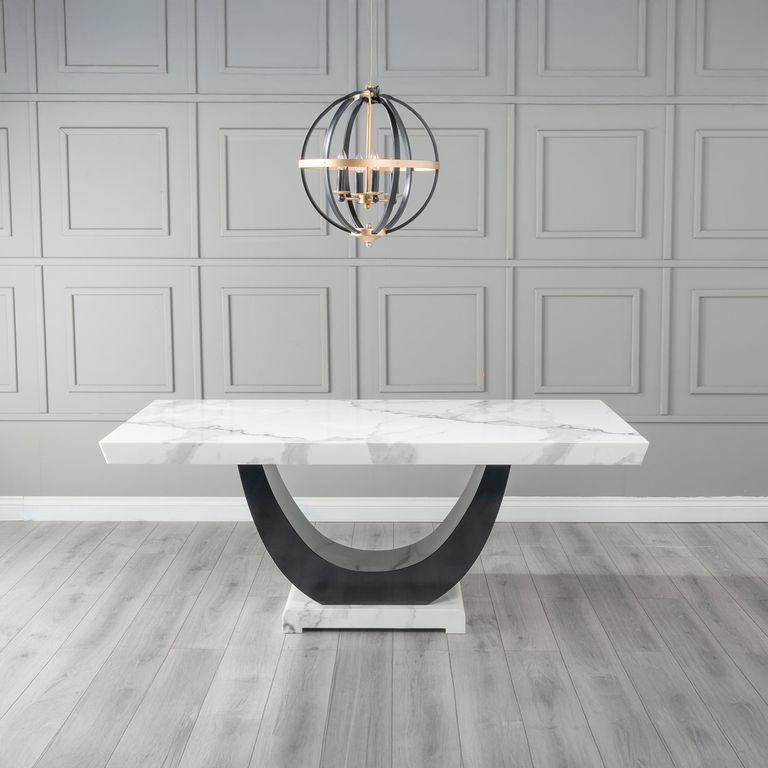 Madrid 6 Seater White Marble Dining Table - Sizes Available