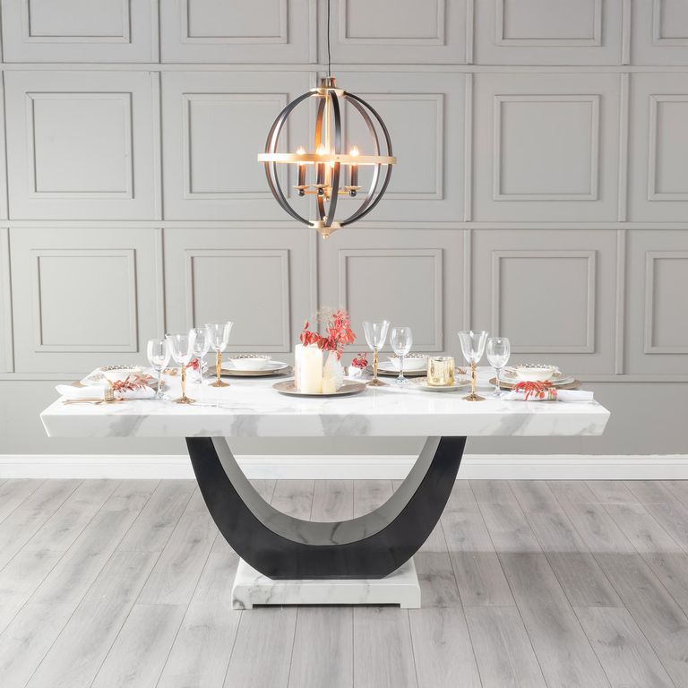 Madrid 6 Seater White Marble Dining Table - Sizes Available