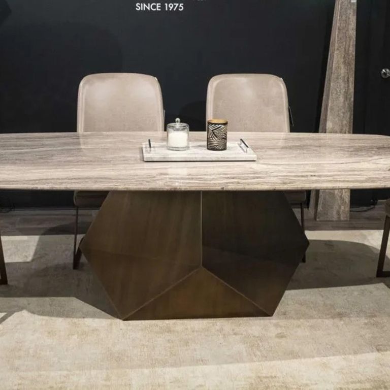 Maestro Dining Table - Marble with Metal Pedestal Base - Variation Available