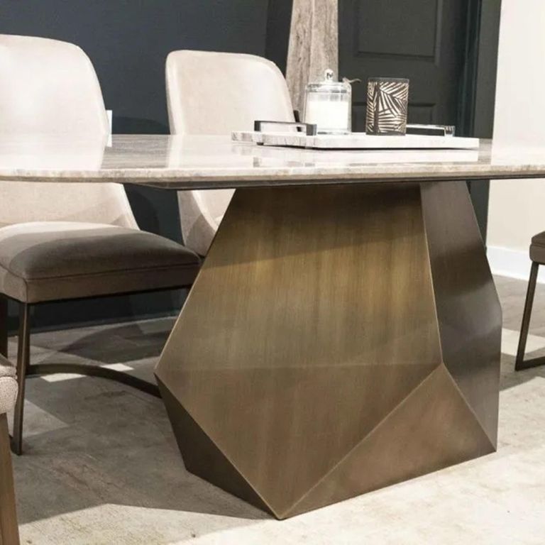 Maestro Dining Table - Marble with Metal Pedestal Base - Variation Available