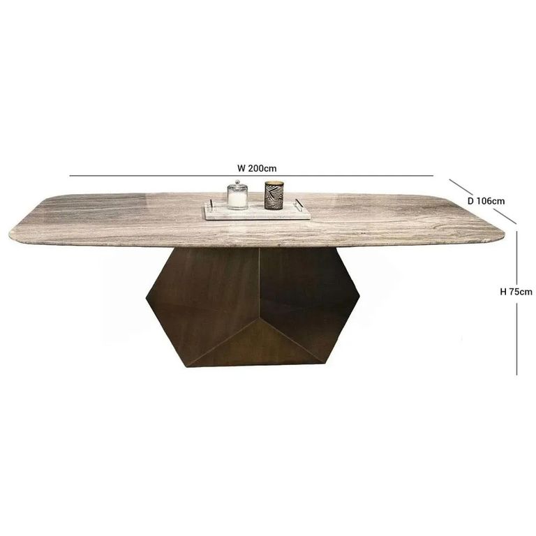 Maestro Dining Table - Marble with Metal Pedestal Base - Variation Available
