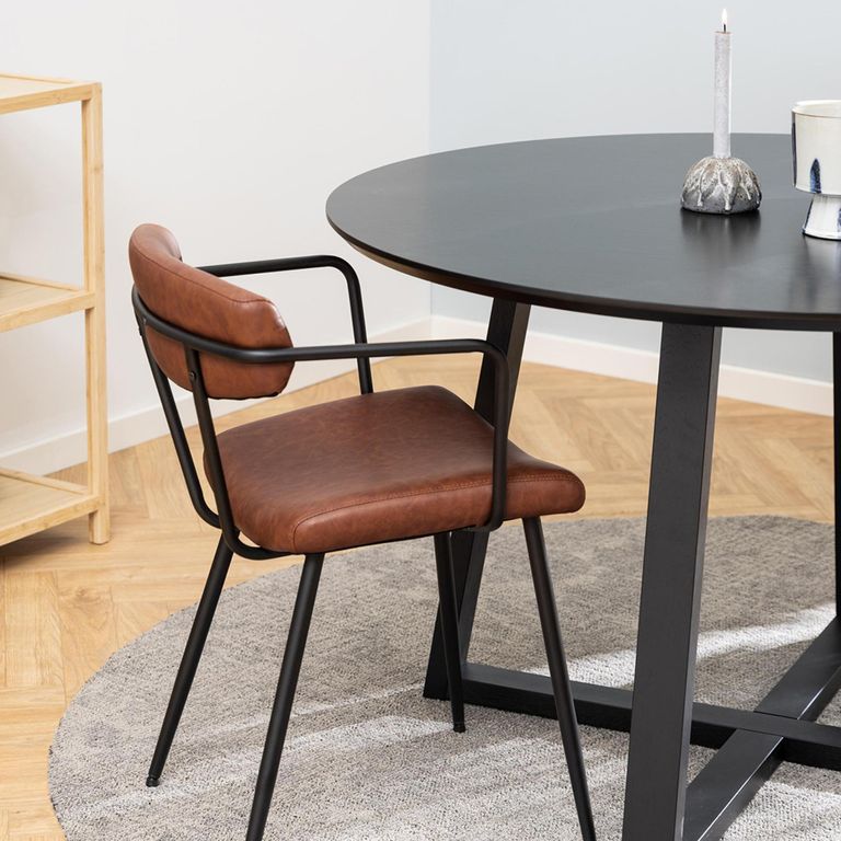 Malika Round Dining Table - 4 Seater - 120cm - Black