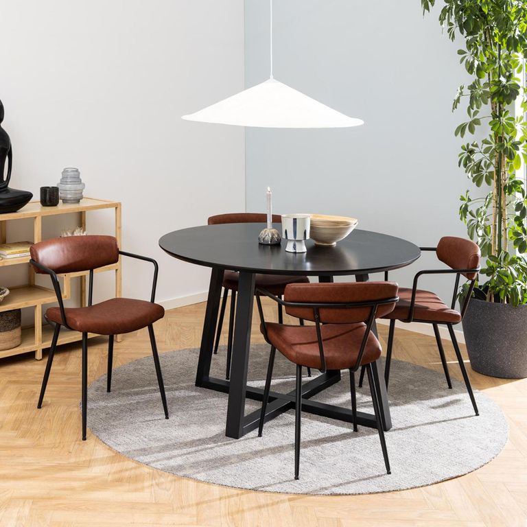 Malika Round Dining Table - 4 Seater - 120cm - Black