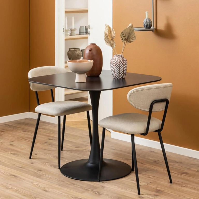 Malta Square Dining Table - 2 Seater - 90cm - Black Ceramic