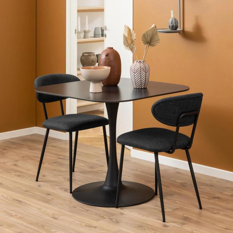 Malta Square Dining Table - 2 Seater - 90cm - Black Ceramic