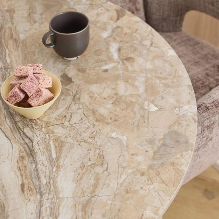 Malta Round Dining Table - 2 Seater - 90cm - Brown and Grey Ceramic