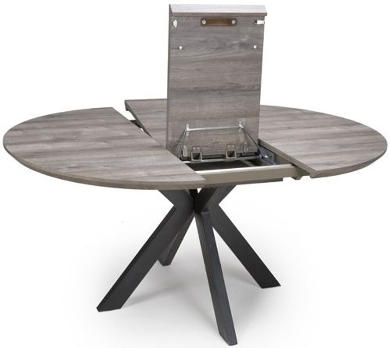 Manhattan Extending Dining Table - Grey - 4-6 Seater - 120cm-160cm - Oval - Black Spider Legs Base