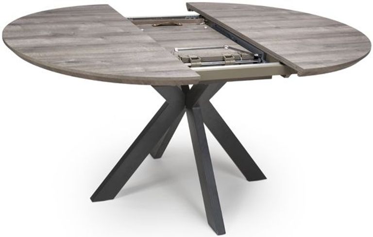 Manhattan Extending Dining Table - Grey - 4-6 Seater - 120cm-160cm - Oval - Black Spider Legs Base