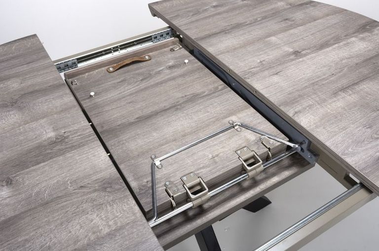 Manhattan Extending Dining Table - Grey - 4-6 Seater - 120cm-160cm - Oval - Black Spider Legs Base