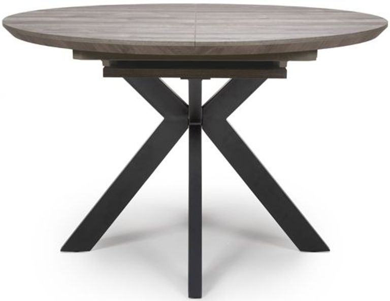 Manhattan Extending Dining Table - Grey - 4-6 Seater - 120cm-160cm - Oval - Black Spider Legs Base