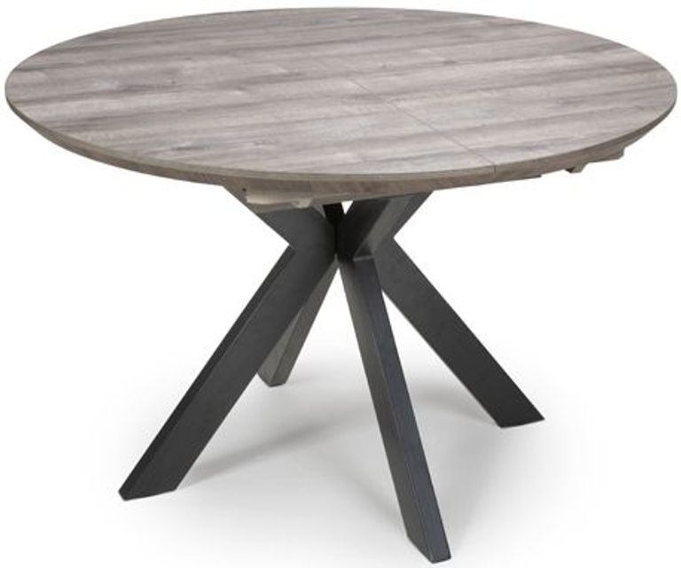 Manhattan Extending Dining Table - Grey - 4-6 Seater - 120cm-160cm - Oval - Black Spider Legs Base
