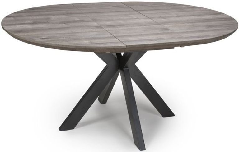 Manhattan Extending Dining Table - Grey - 4-6 Seater - 120cm-160cm - Oval - Black Spider Legs Base