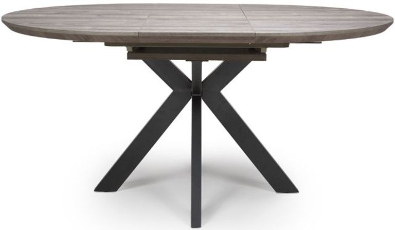 Manhattan Extending Dining Table - Grey - 4-6 Seater - 120cm-160cm - Oval - Black Spider Legs Base