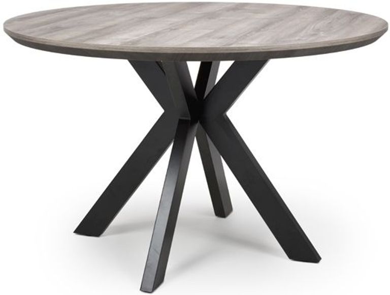 Manhattan Dining Table - Grey - 4 Seater - 120cm - Round - Black Spider Legs Base
